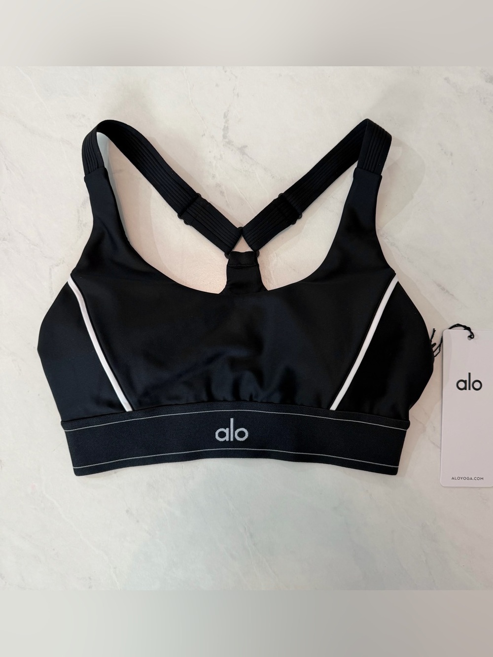 NWT ALO Yoga Suit Up Black Sports Bra